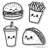 Coloriage Amusant Kawaii Fast food Imprimer Coloriage Amusant Kawaii Fast food Imprimer