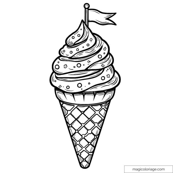 Ice cream cone drawing with delicious details
