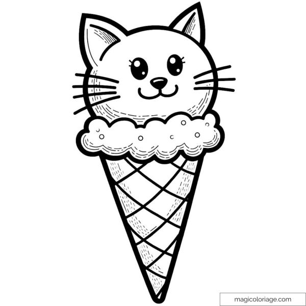 Adorable cat-shaped ice cream horn