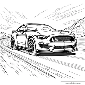 Voiture de course rapide sur piste montagneuse