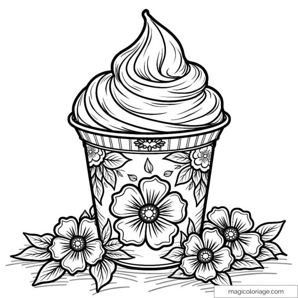 Cupcake decorated with flowers with detailed floral designs