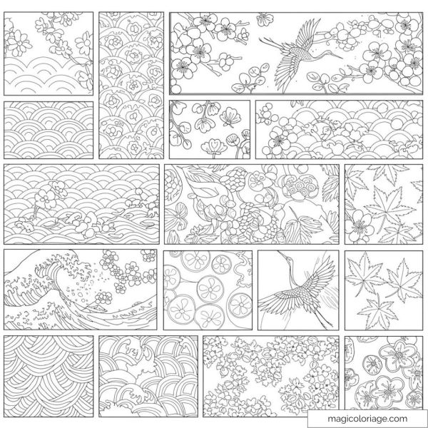 Drawing Japanese patterns including flowers