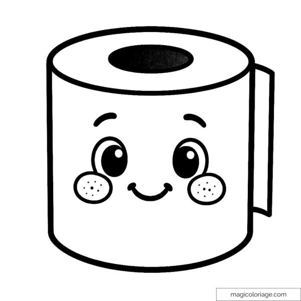 Kawaii smiling toilet paper roll drawing for kids
