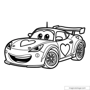 Image d'une voiture souriante avec des motifs de cœurs