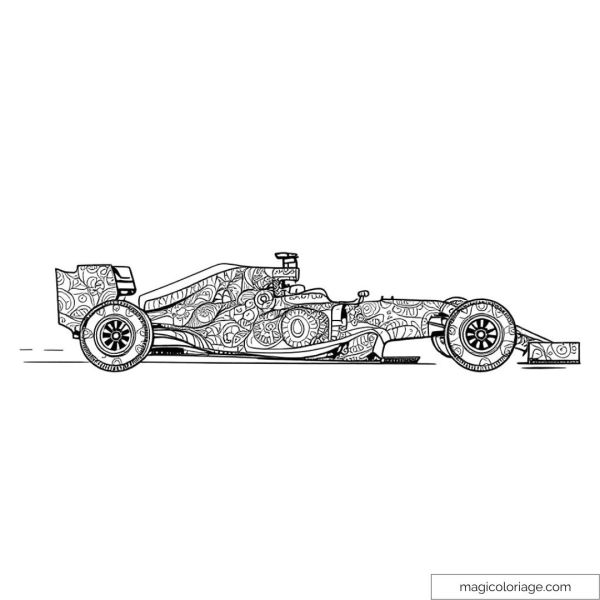 Dessin de voiture de course orné de motifs détaillés
