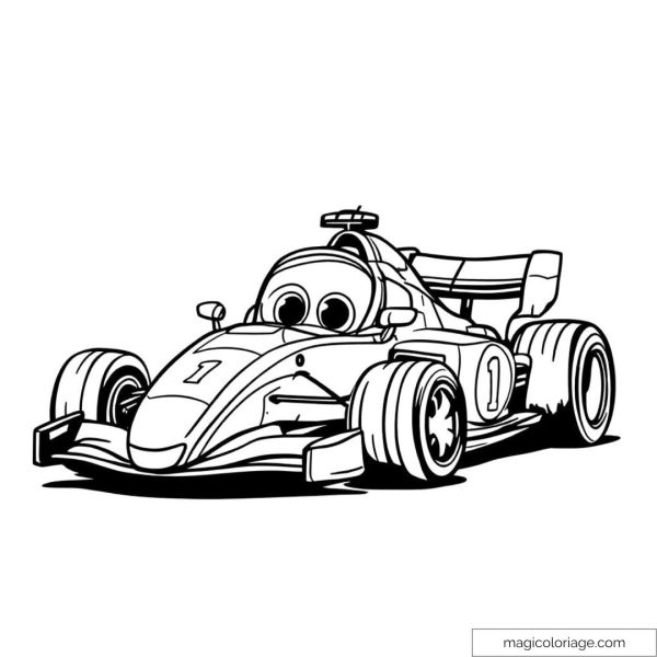 Dessin d'une voiture de course animée