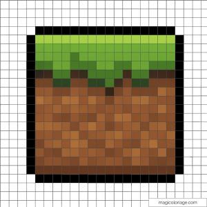 Pixel art de bloc d'herbe inspiré de Minecraft