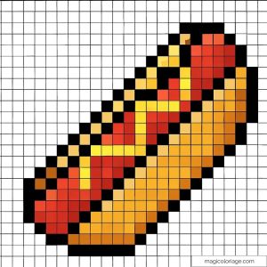 Pixel art de hot-dog avec moutarde