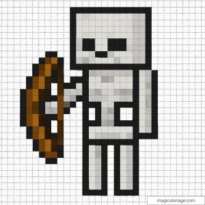 Pixel art squelette Minecraft avec arc