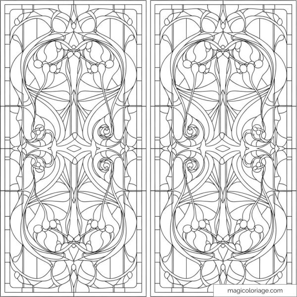 Dessin à colorier motifs art nouveau symétriques élégants