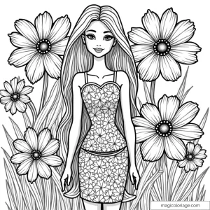 Barbie dans un jardin fleuri