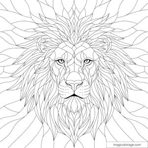 Lion mandala détaillé à colorier pour relaxation et créativité.
