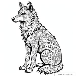 Stylized wolf with intricate patterns