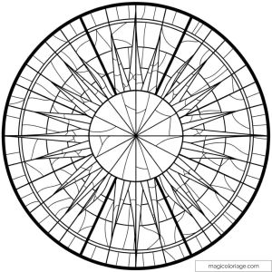Beau coloriage de rosace géométrique pour détente et relaxation.
