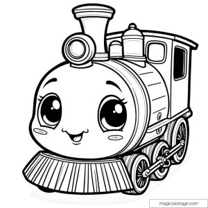 Dessin de train mignon avec de grands yeux