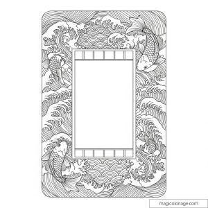 Carte à personnaliser avec poissons koi et vagues japonaises