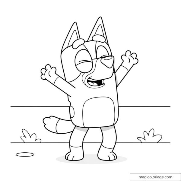 Bluey the happy puppy outdoors coloring page