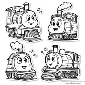 Dessin de trains mignons à colorier