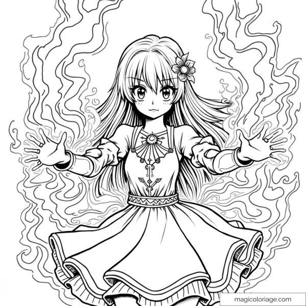 A manga girl uses her magical powers