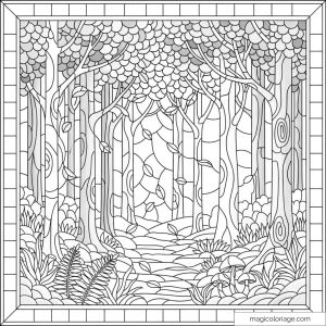 Forêt magique à colorier