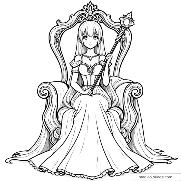 Princess on throne with scepter