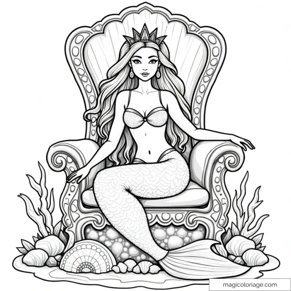 Mermaid sitting on a throne