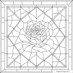Vitrail rose à colorier