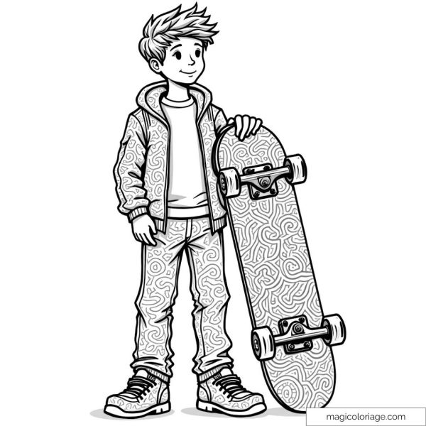 Adolescent avec skateboard