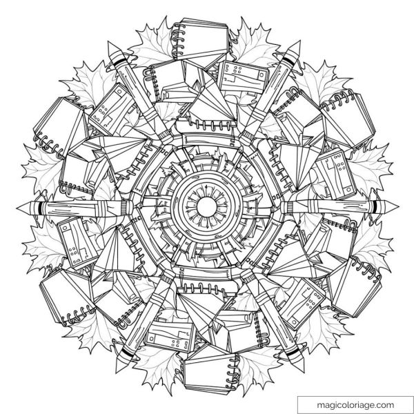 Back to school mandala with notebooks