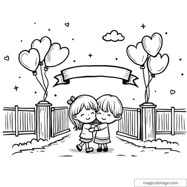 Smiling children with heart-shaped balloons for back to school