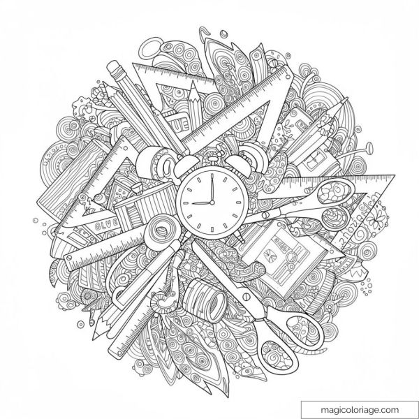 School supplies coloring page