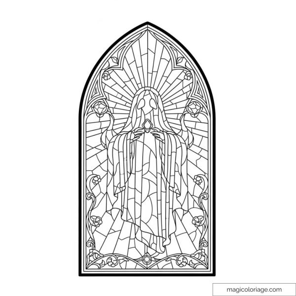 Stained glass design with celestial motif
