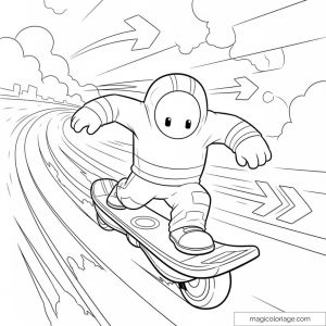 Personnage Stumble Guys sur skateboard