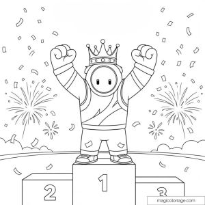 Stumble Guys sur podium avec couronne