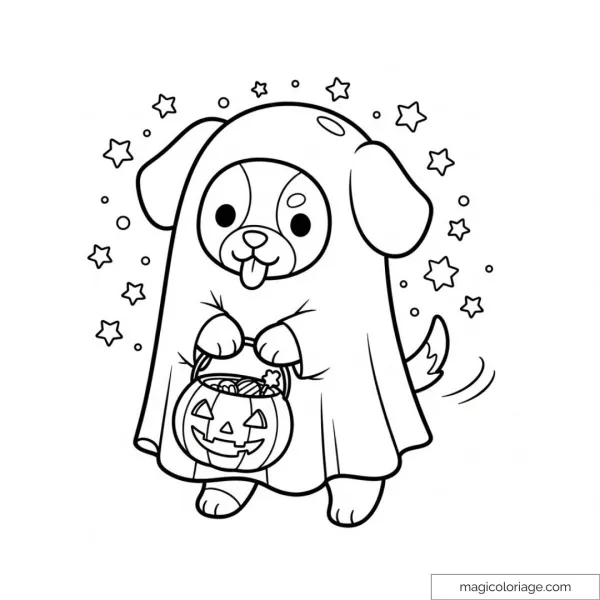Dog dressed as a ghost