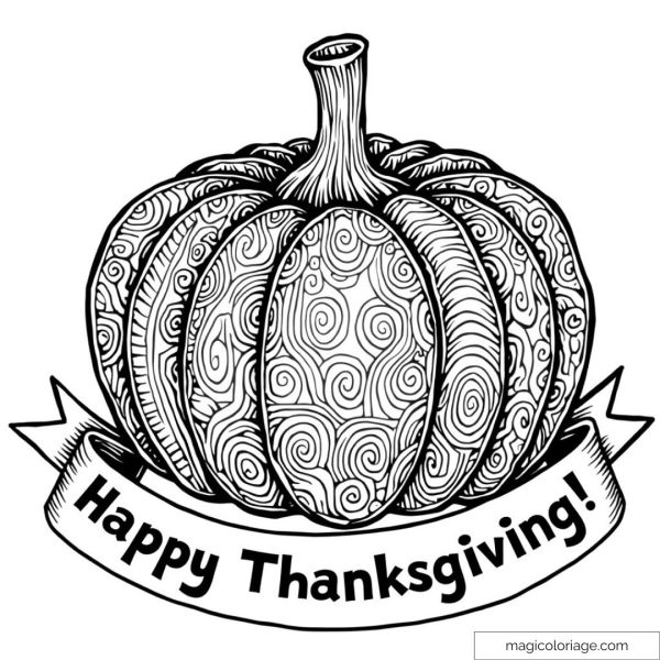 Detailed Thanksgiving pumpkin with swirl pattern
