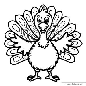 Dinde avec grandes plumes ouvertes