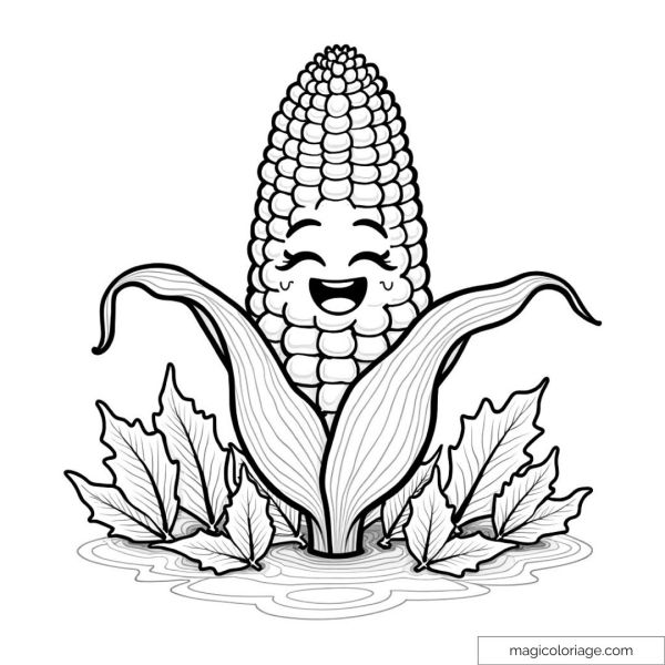 Funny corn drawing with happy face