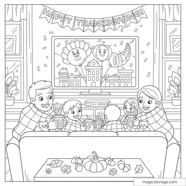 Thanksgiving image with family watching the parade