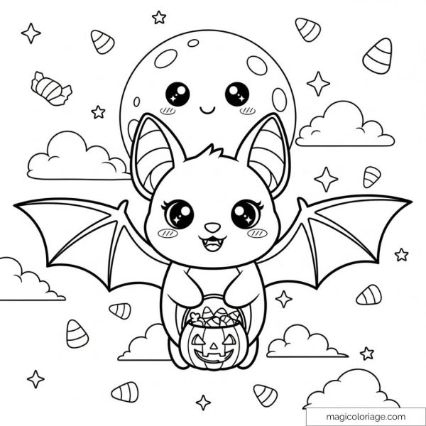 Adorable bat with treats