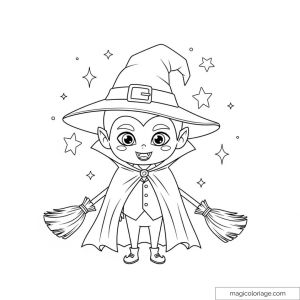 Sorcier souriant avec chapeau pointu