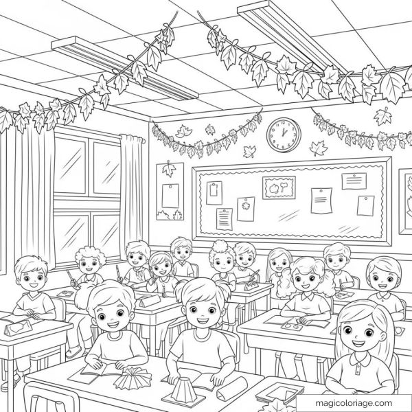 Black and white image of children in a classroom