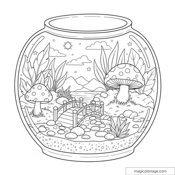 Dessin de terrarium avec pont