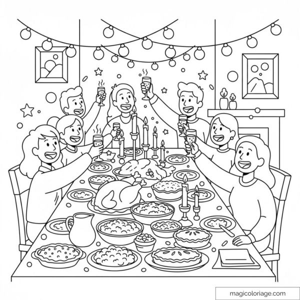 Image of a family celebrating over a festive meal