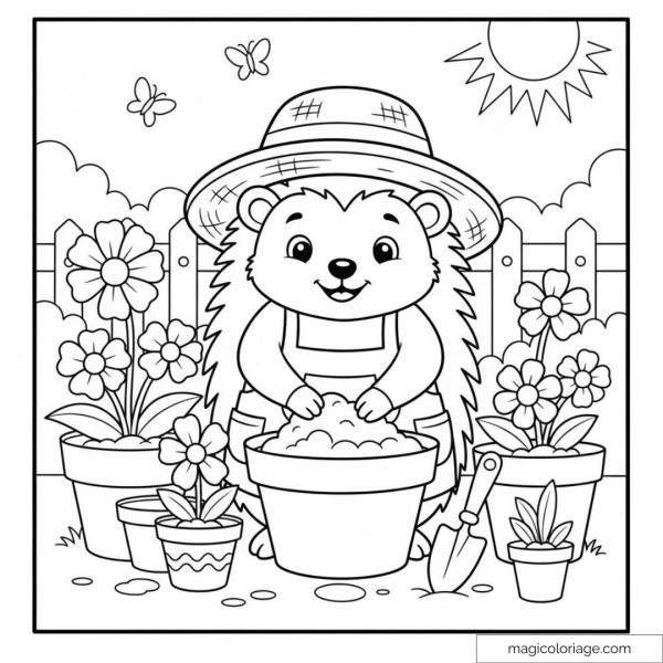 Gardener hedgehog with hat