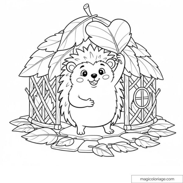 Hedgehog under a leaf