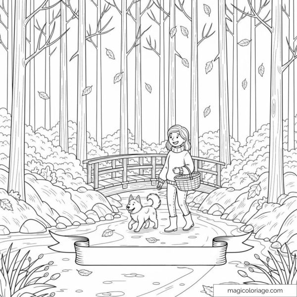 forest drawing with little girl