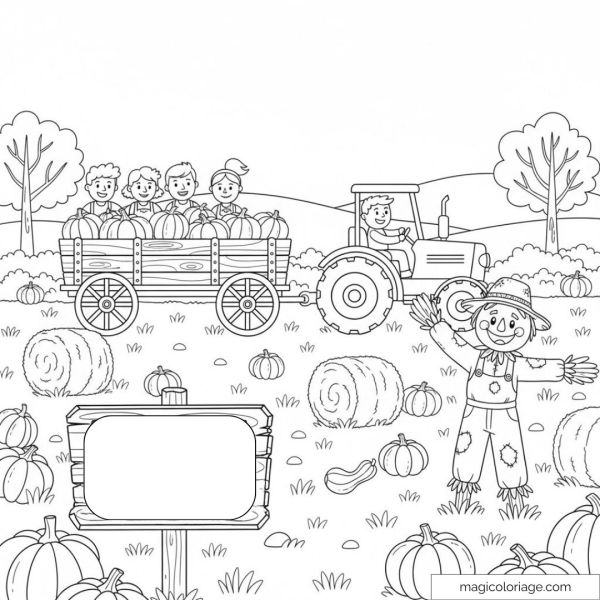 Black and white drawing of a tractor