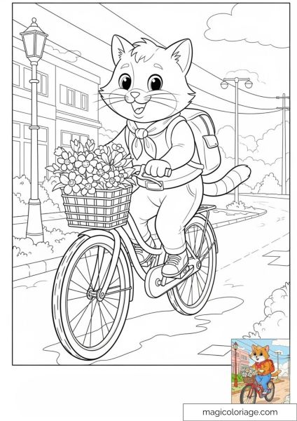 Smiling cat on a bicycle