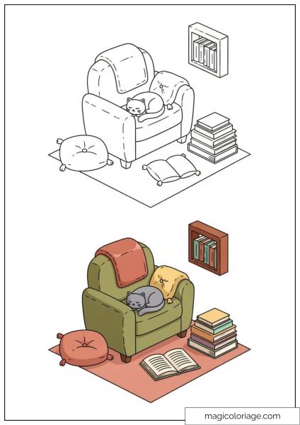 Sleeping cat on armchair